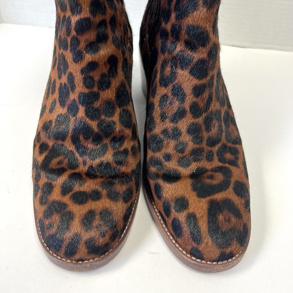 Madewell The Autumn High Leopard Calf Hair Chelsea Boots Women's Sz 9.5 Office - Picture 4 of 11